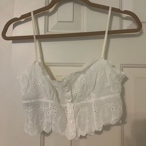 Urban Outfitters Eyelet Crop Top in White